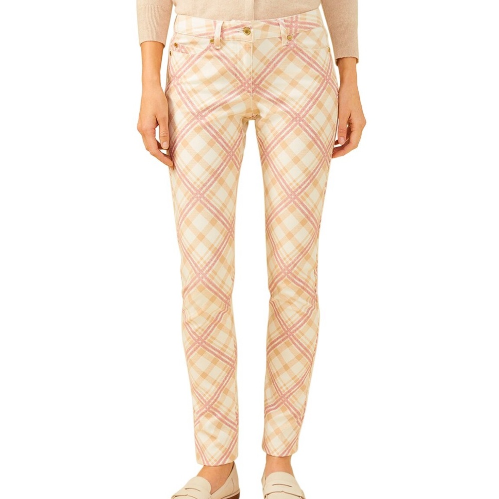 J. McLaughlin Lexi Mid-Rise Jeans Tan/Light Pink/White Size 0